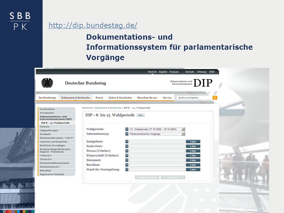 | Dokumentations- und Informationssystem für parlamentarische Vorgänge