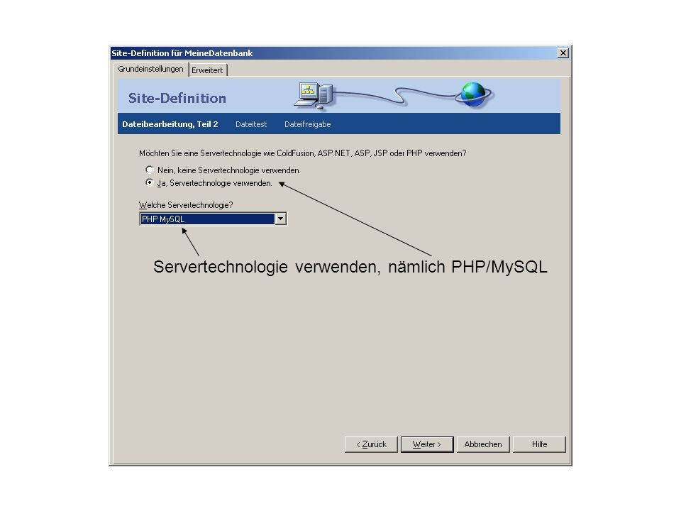 Servertechnologie verwenden, nämlich PHP/MySQL