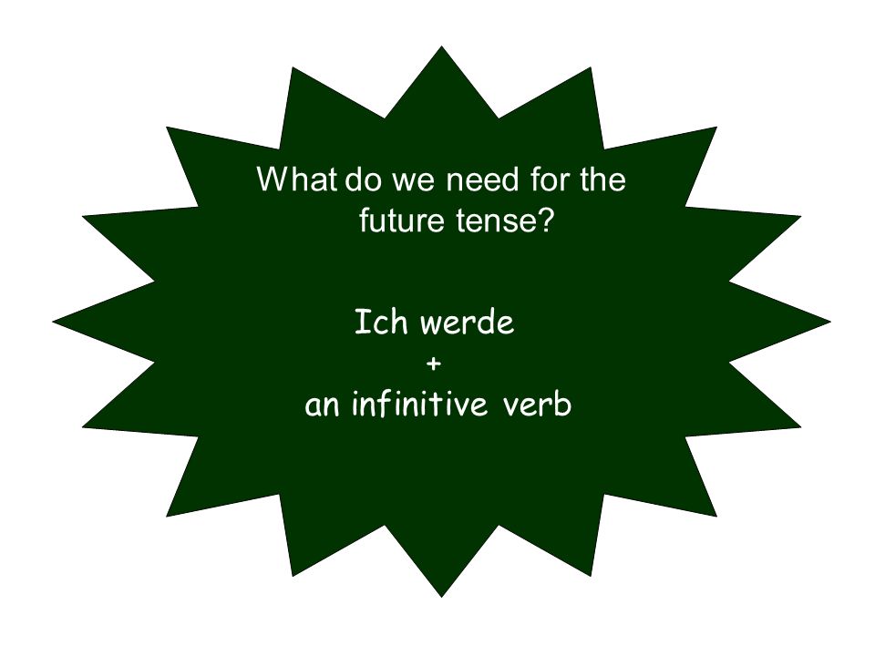 What do we need for the future tense Ich werde + an infinitive verb