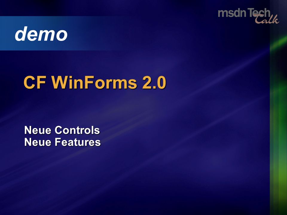 Neue Controls Neue Features demo CF WinForms 2.0