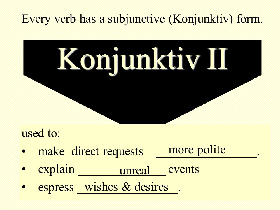 Konjunktiv II used to: make direct requests ________________.
