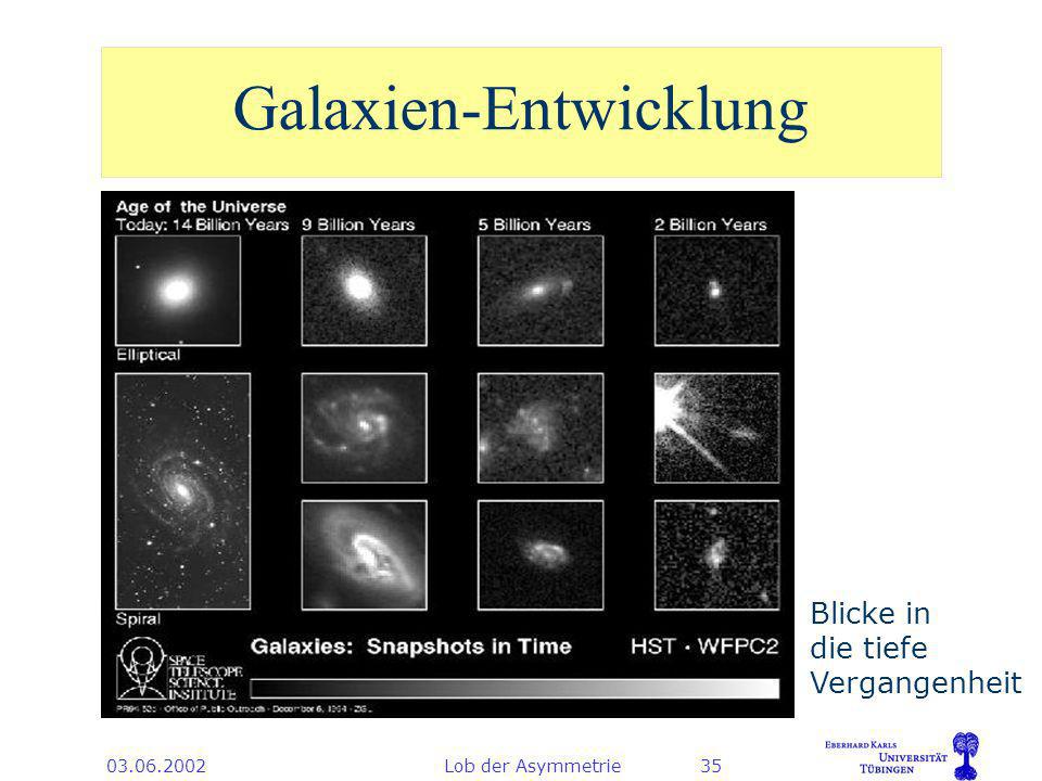 Lob der Asymmetrie35 Galaxien-Entwicklung Blicke in die tiefe Vergangenheit