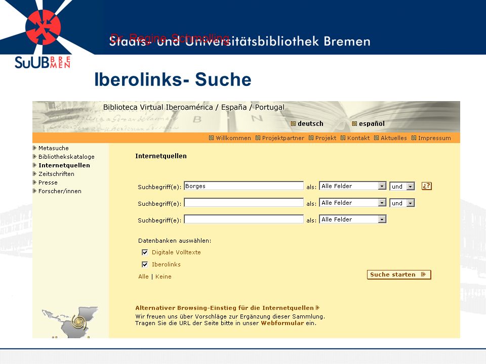 Iberolinks- Suche Dr. Regine Schmolling