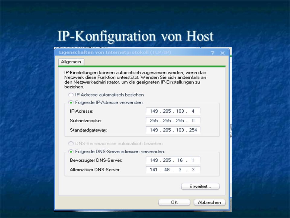 IP-Konfiguration von Host