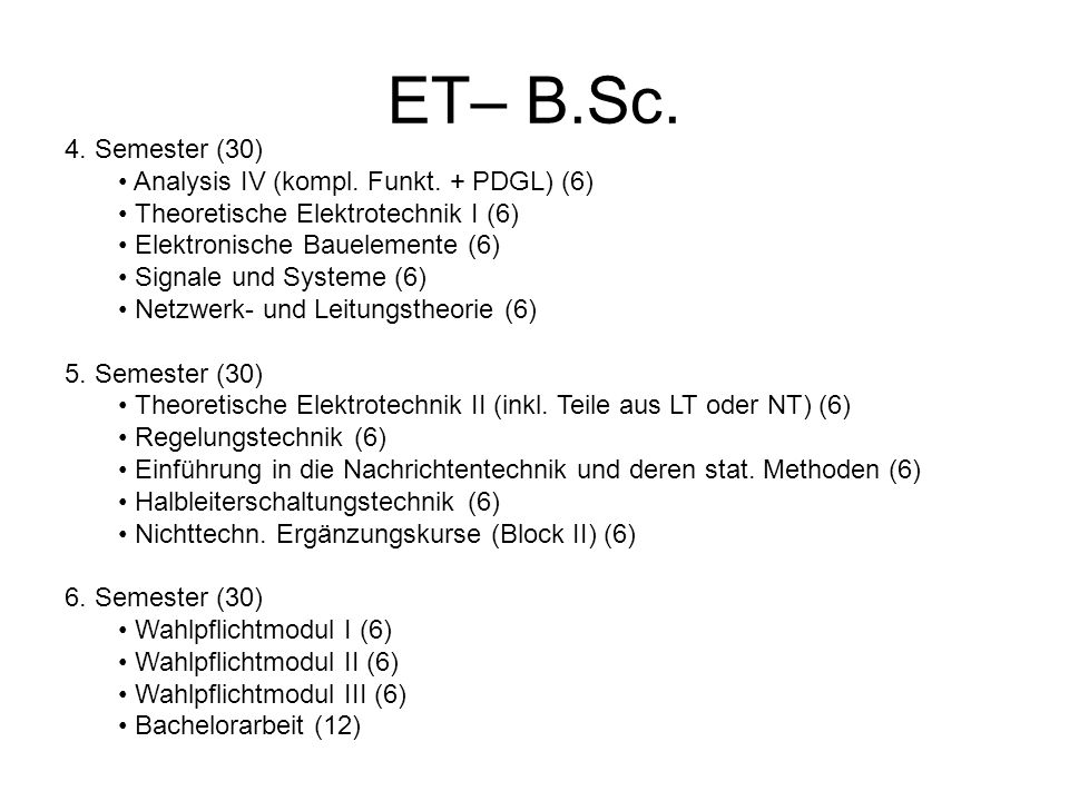 ET– B.Sc. 4. Semester (30) Analysis IV (kompl. Funkt.
