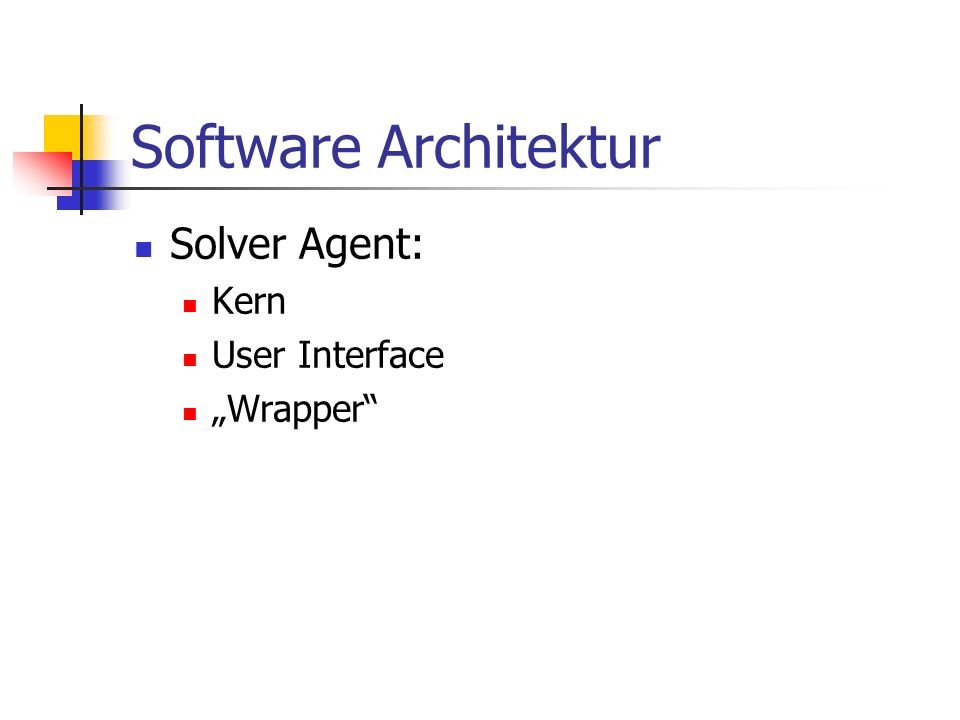 Software Architektur Solver Agent: Kern User Interface Wrapper
