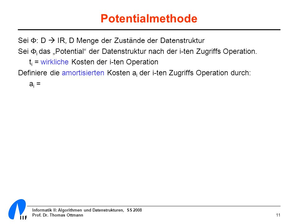 Informatik II: Algorithmen und Datenstrukturen, SS 2008 Prof.
