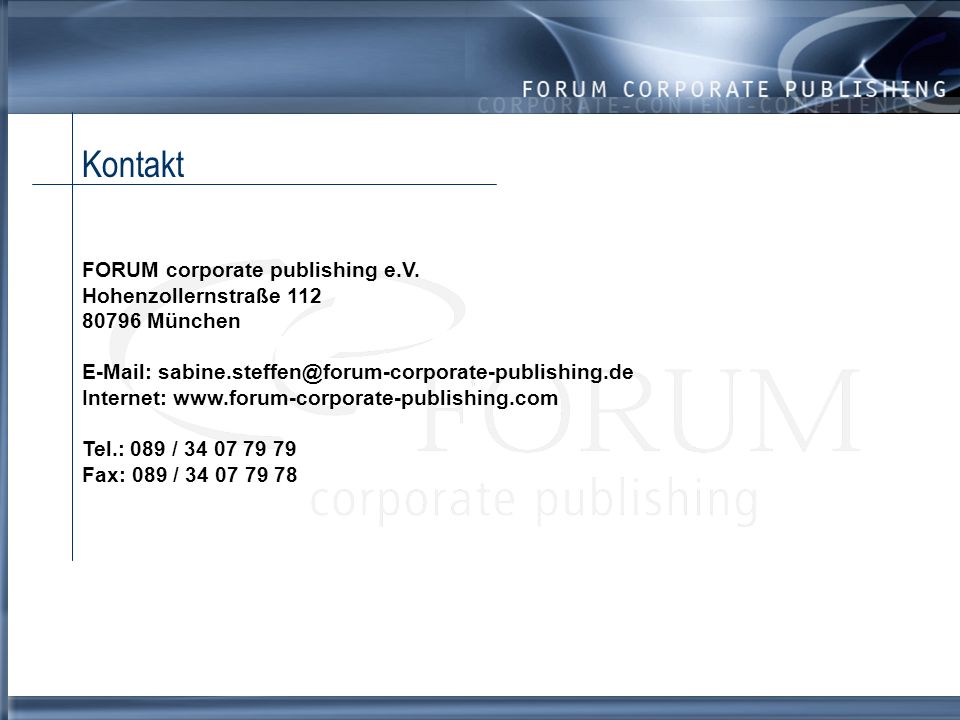 Kontakt FORUM corporate publishing e.V.