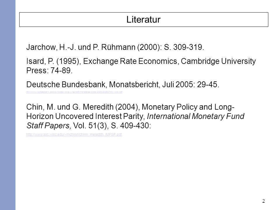 2 Literatur Jarchow, H.-J. und P. Rühmann (2000): S.