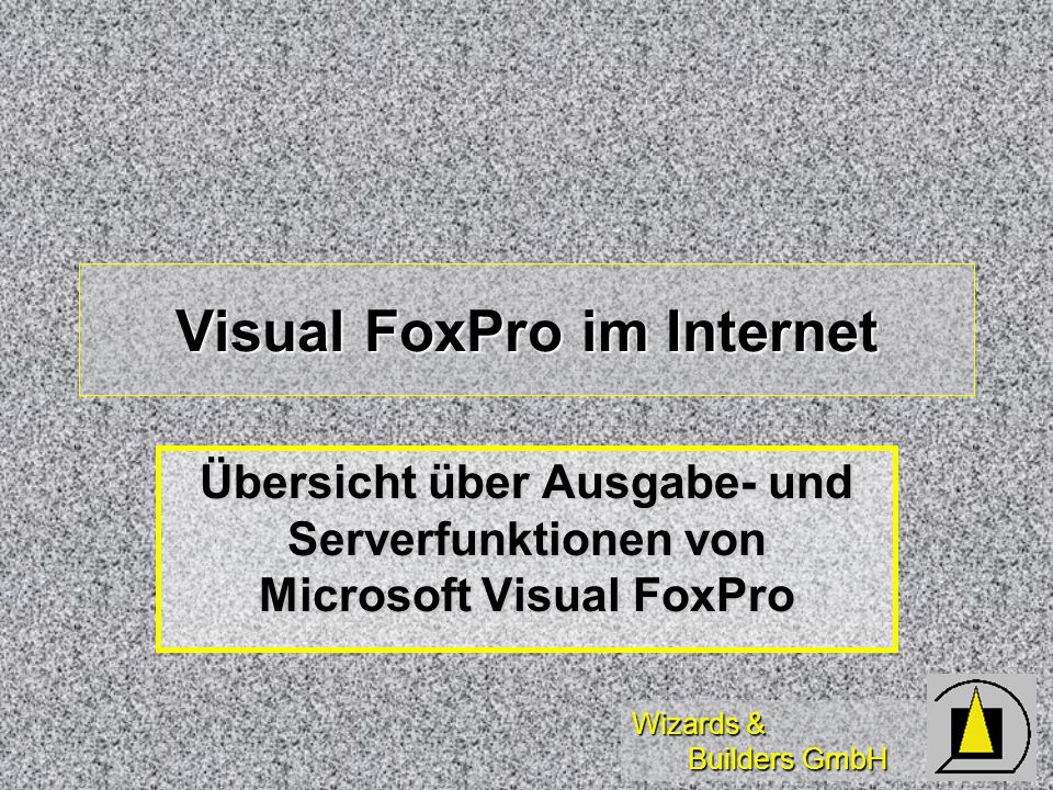 Wizards & Builders GmbH Visual FoxPro im Internet Übersicht über Ausgabe- und Serverfunktionen von Microsoft Visual FoxPro