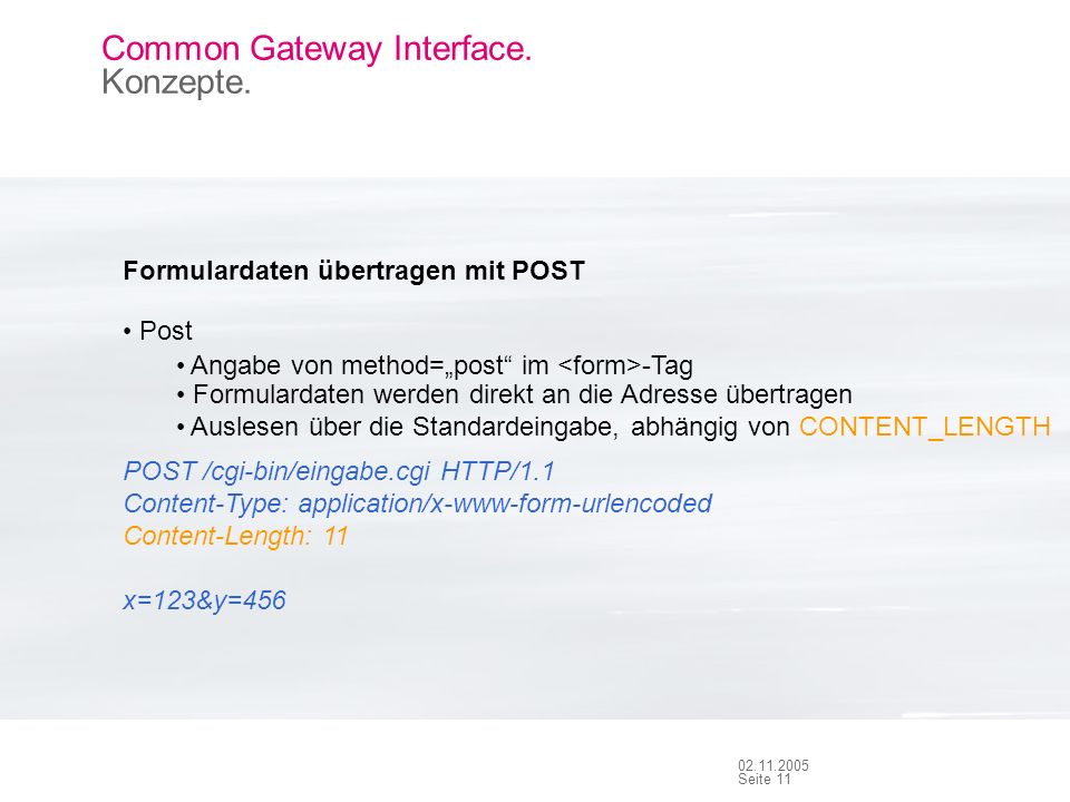 Seite Common Gateway Interface. Konzepte.