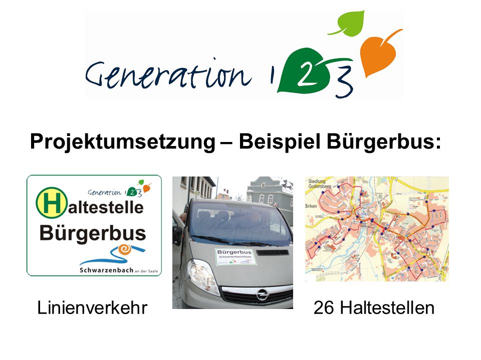 Projektumsetzung – Beispiel Bürgerbus: Linienverkehr26 Haltestellen