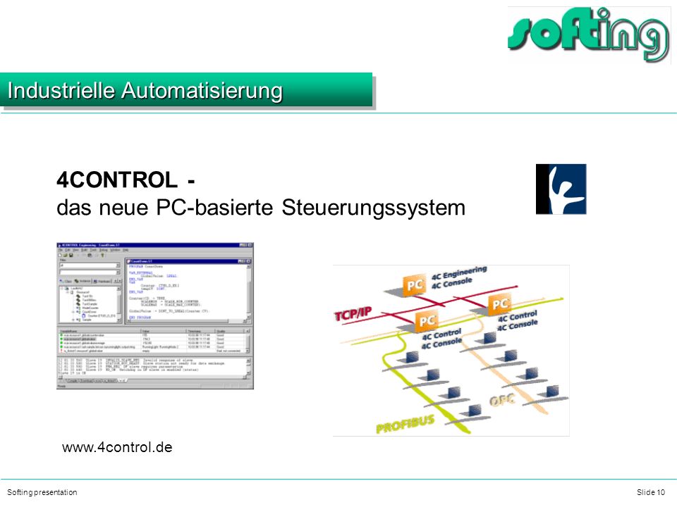 Softing presentationSlide 10 Industrielle Automatisierung 4CONTROL - das neue PC-basierte Steuerungssystem