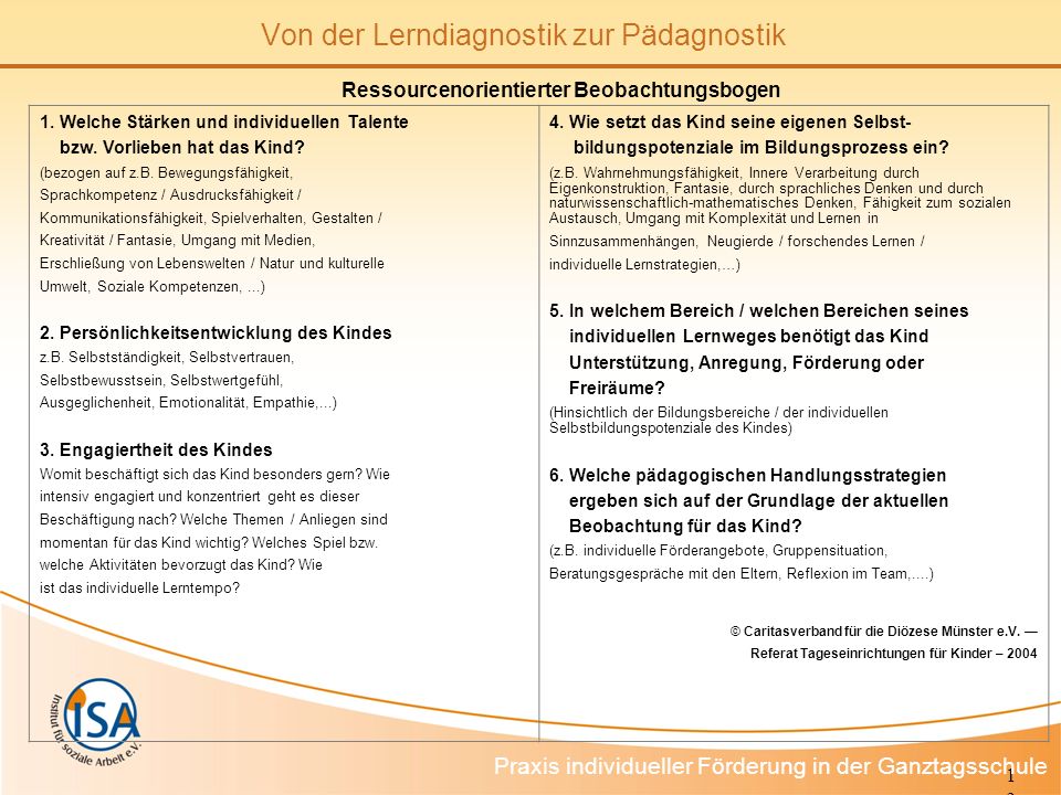 13 Von der Lerndiagnostik zur Pädagnostik Praxis individueller Förderung in der Ganztagsschule 1.