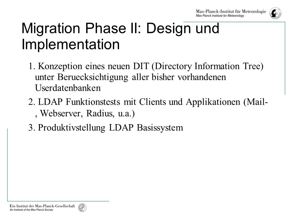 Migration Phase II: Design und Implementation 1.