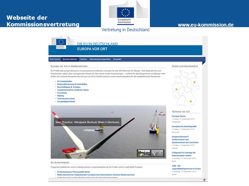 Webseite der Kommissionsvertretung