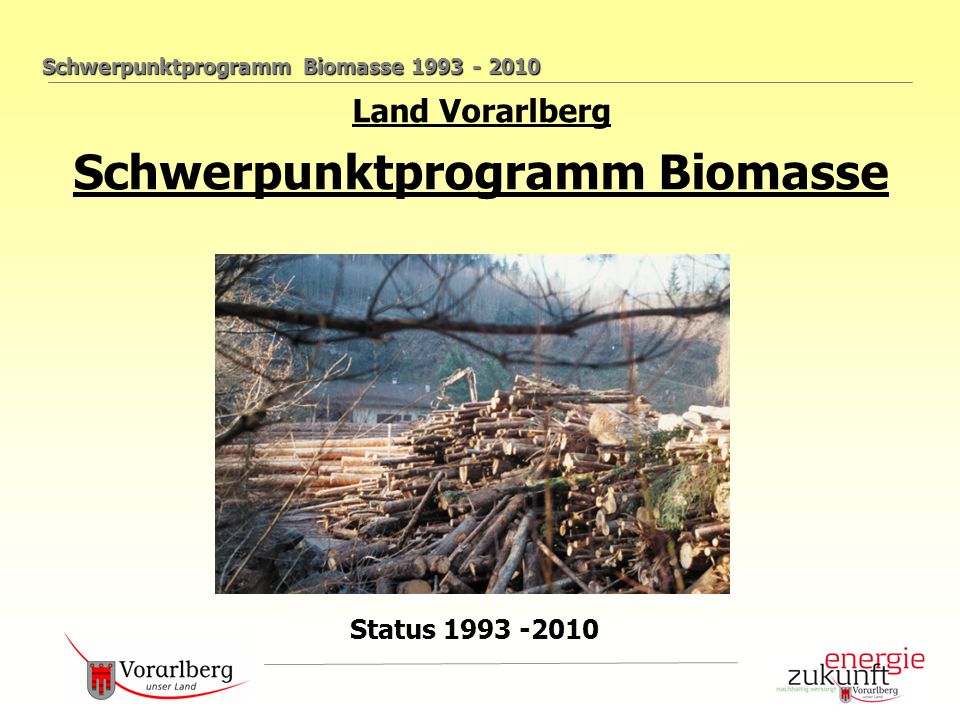 Schwerpunktprogramm Biomasse Land Vorarlberg Schwerpunktprogramm Biomasse Status