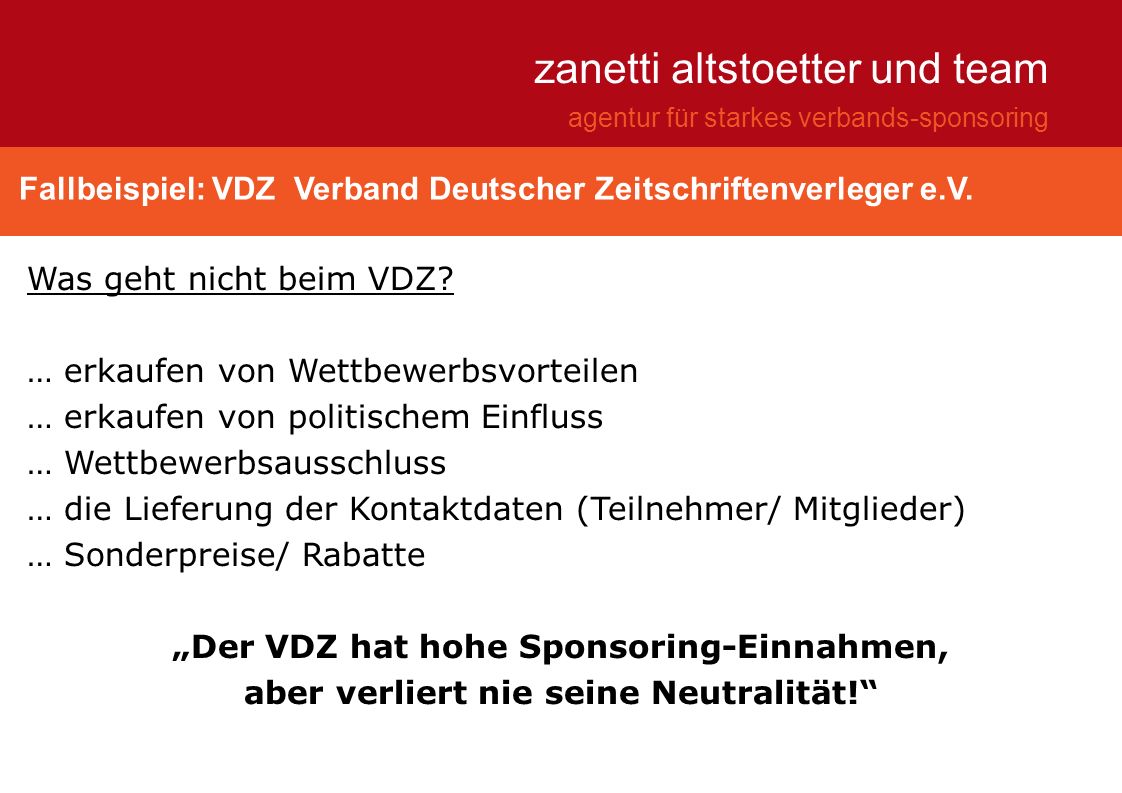 Fallbeispiel: VDZ Verband Deutscher Zeitschriftenverleger e.V.