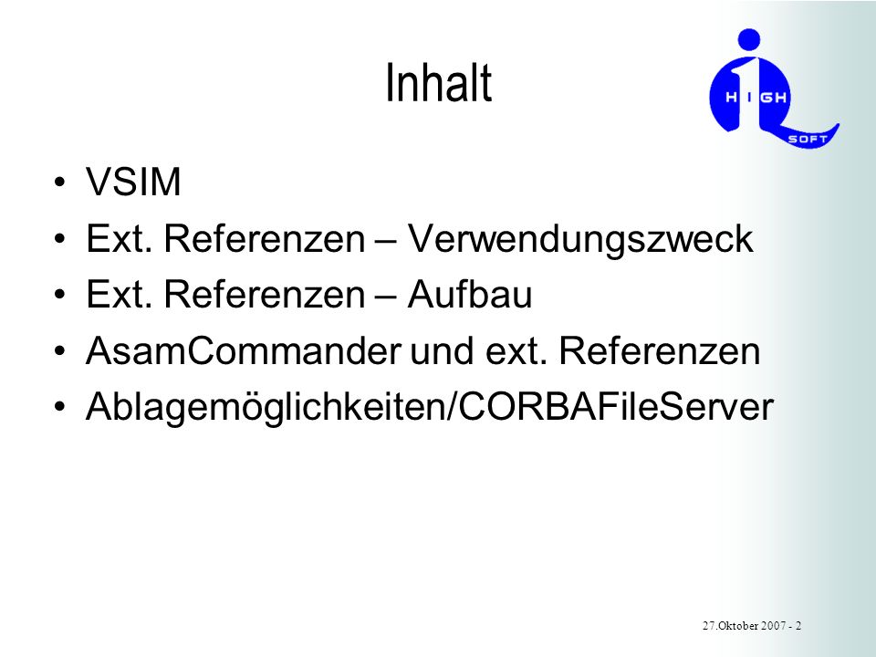 Inhalt VSIM Ext. Referenzen – Verwendungszweck Ext.
