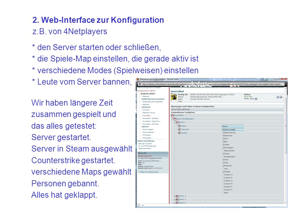 2. Web-Interface zur Konfiguration z.B.