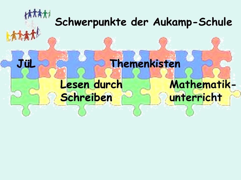 Schwerpunkte der Aukamp-Schule JüL Lesen durch Schreiben Themenkisten Mathematik- unterricht JüL Lesen durch Schreiben ThemenkistenJüL Lesen durch Schreiben