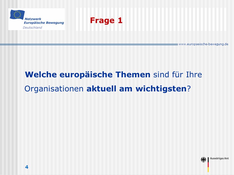Frage 1 4 Welche europäische Themen sind für Ihre Organisationen aktuell am wichtigsten