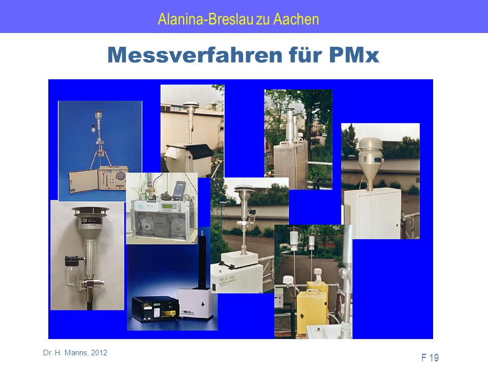 Alanina-Breslau zu Aachen F 19 Dr. H. Manns, 2012 Messverfahren für PMx