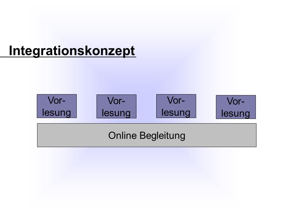 Integrationskonzept Vor- lesung Online Begleitung Vor- lesung Vor- lesung Vor- lesung