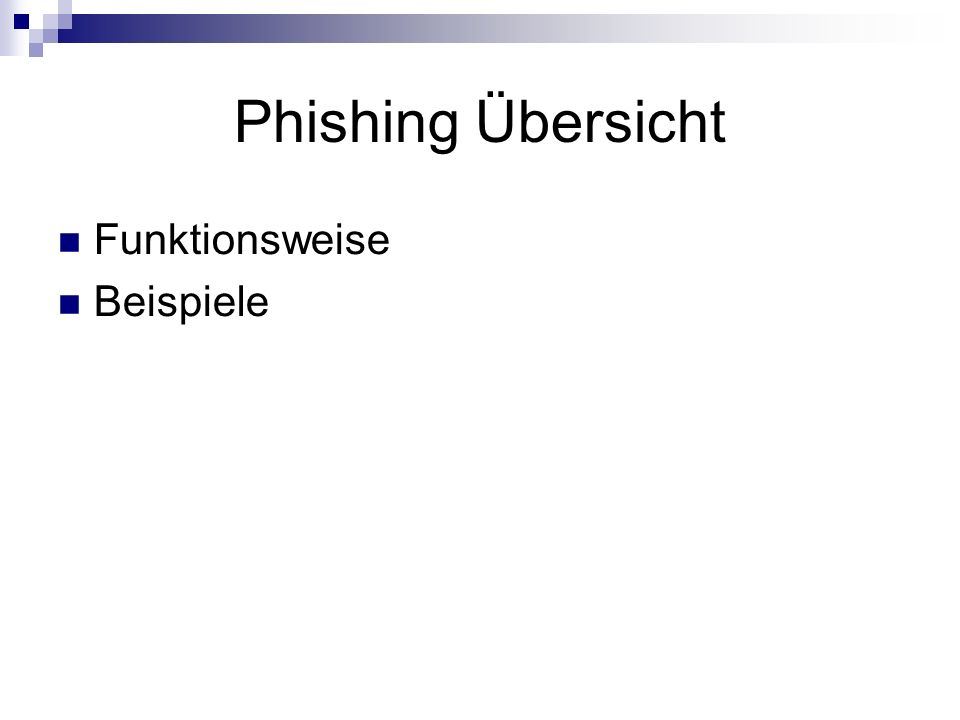 Phishing Übersicht Funktionsweise Beispiele