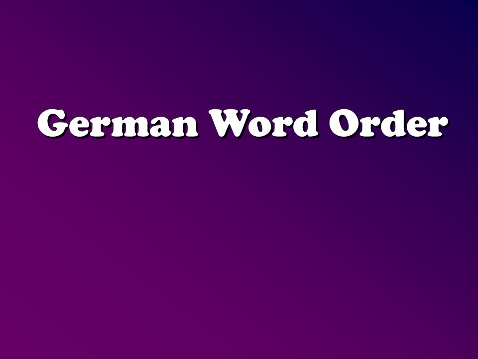 German Word Order