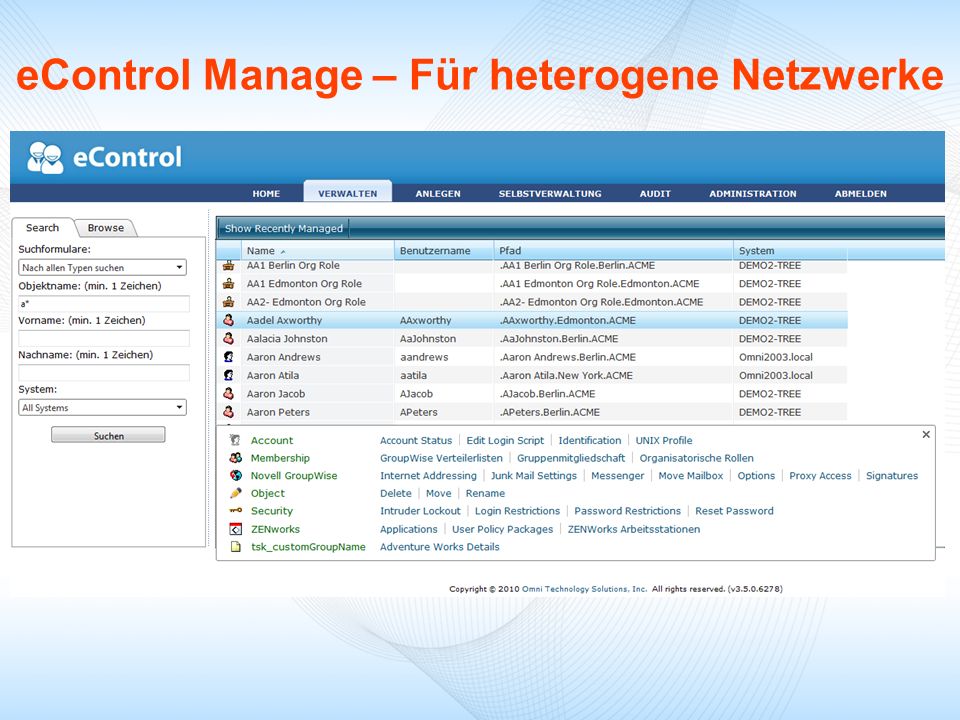 eControl Manage – Für heterogene Netzwerke