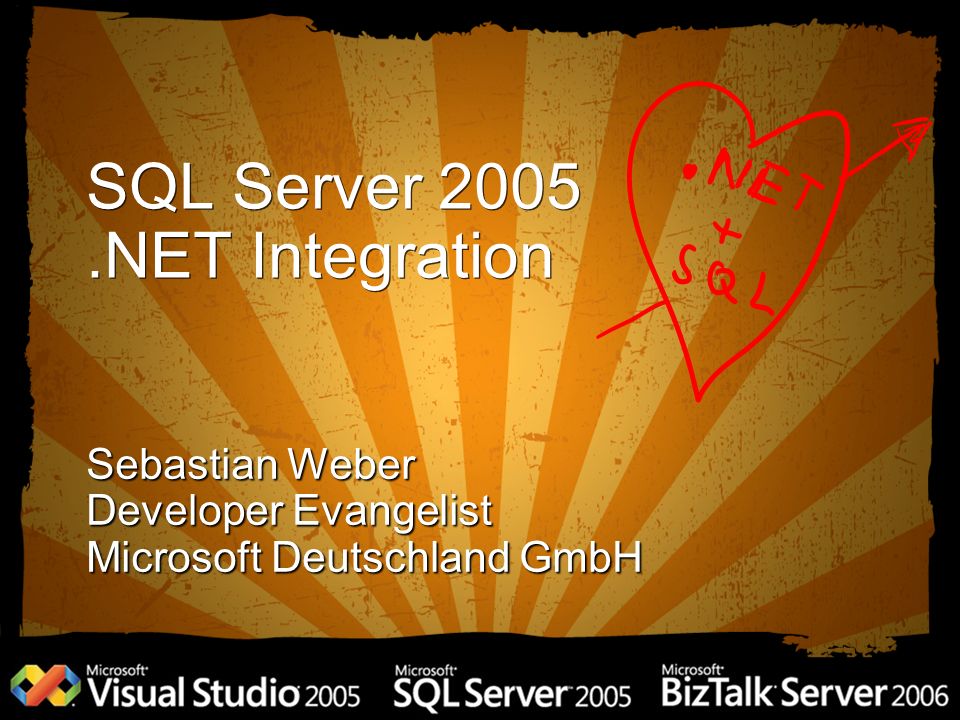 SQL Server 2005.NET Integration Sebastian Weber Developer Evangelist Microsoft Deutschland GmbH
