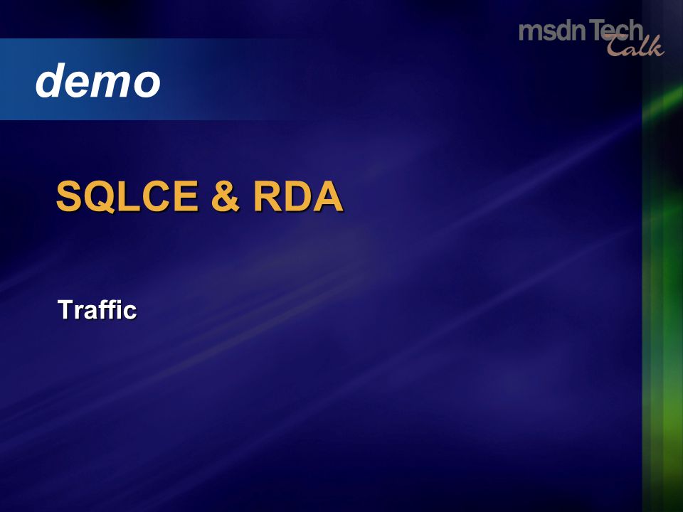 Traffic demo SQLCE & RDA