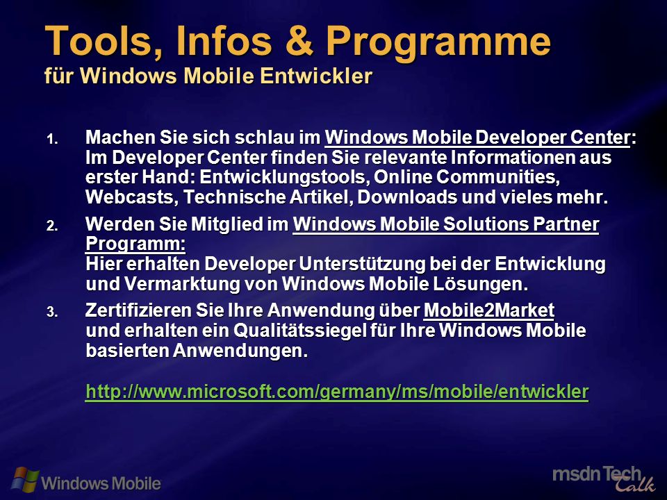 33 Tools, Infos & Programme für Windows Mobile Entwickler 1.