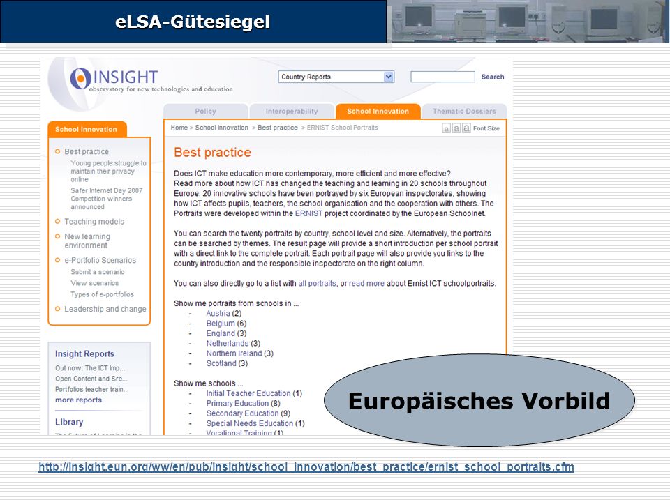 eLSA-GütesiegeleLSA-Gütesiegel   Europäisches Vorbild