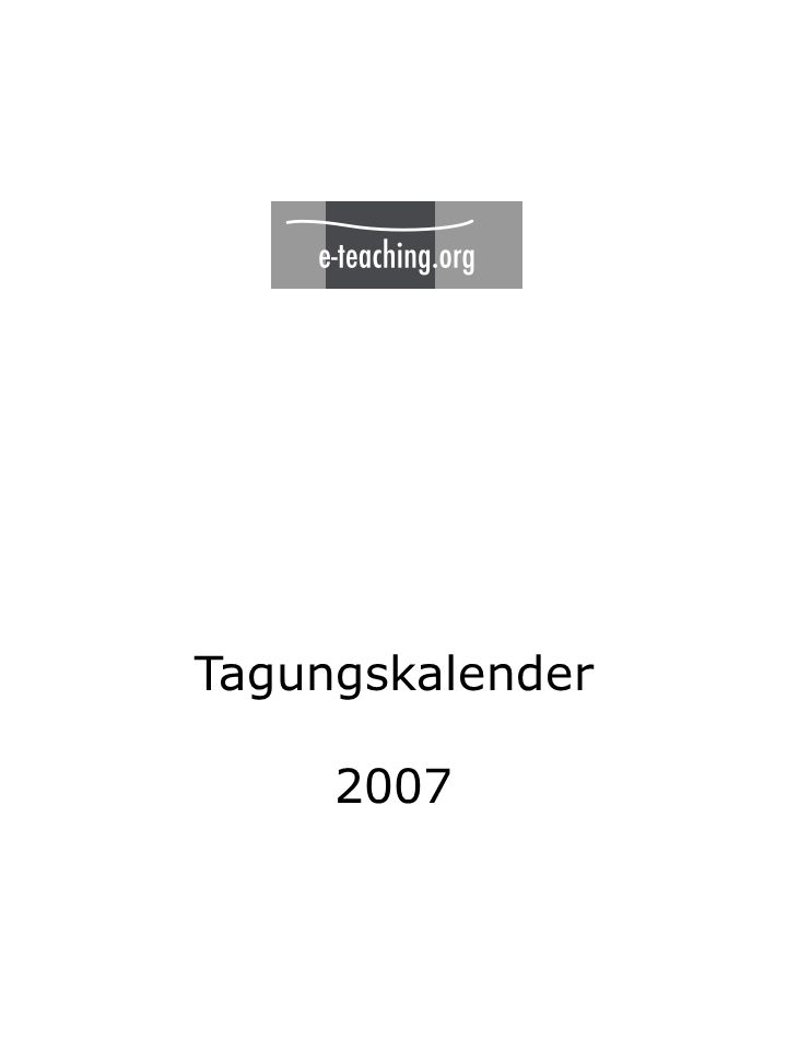 Tagungskalender 2007