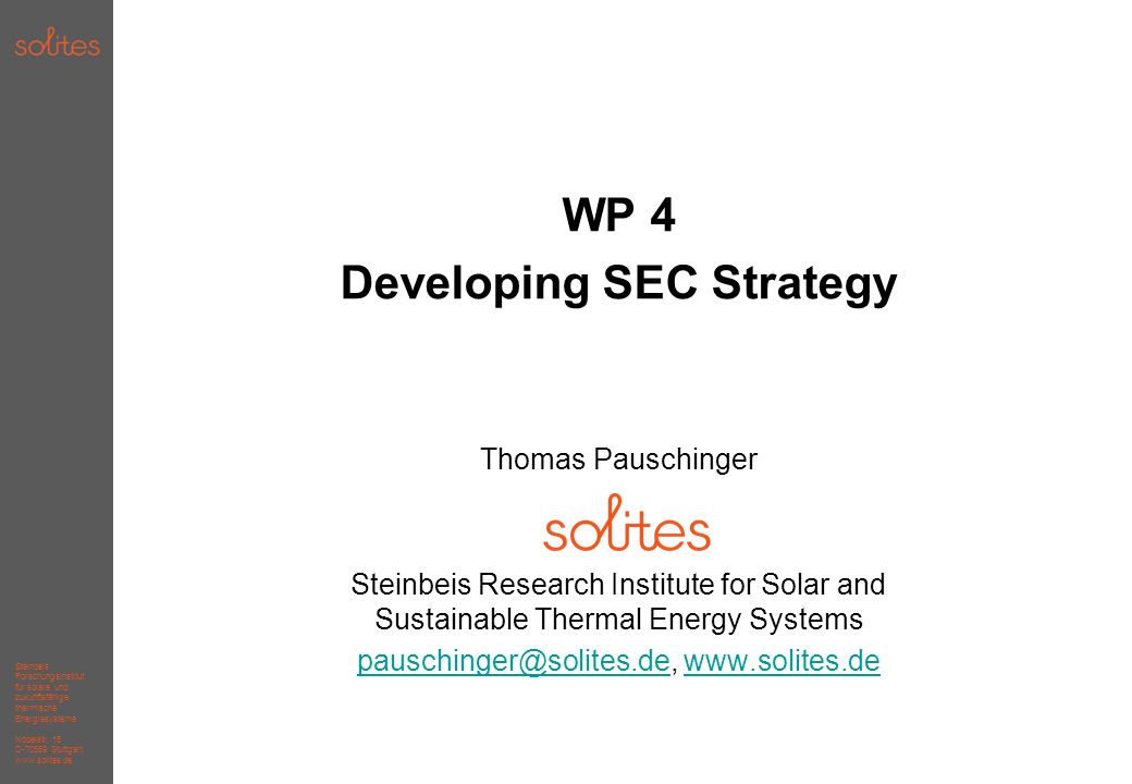 Steinbeis Forschungsinstitut für solare und zukunftsfähige thermische Energiesysteme Nobelstr.