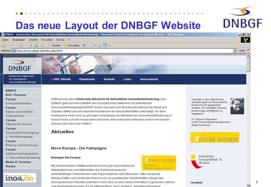 6 Das neue Layout der DNBGF Website