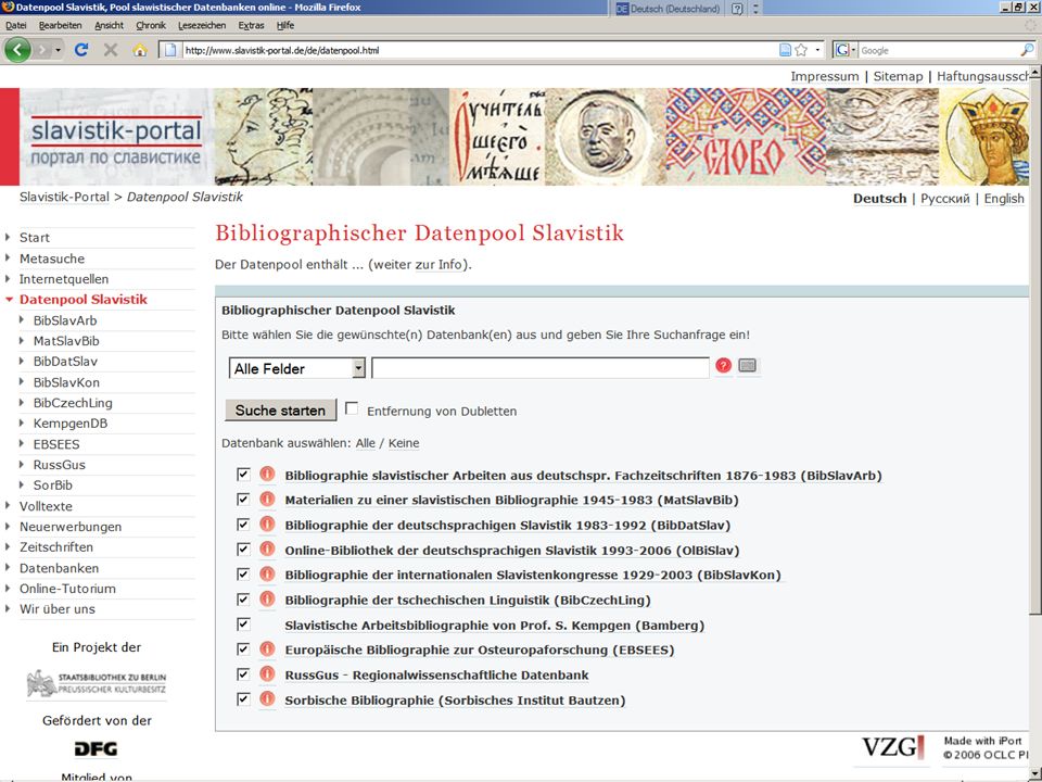 Der bibliographische Datenpool des Slavistik-PortalsS. 6 Datenpool Slavistik zum Datenpool