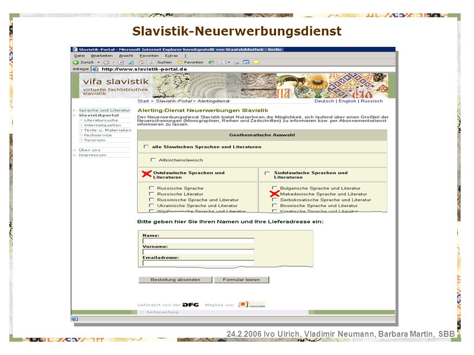 Slavistik-Neuerwerbungsdienst