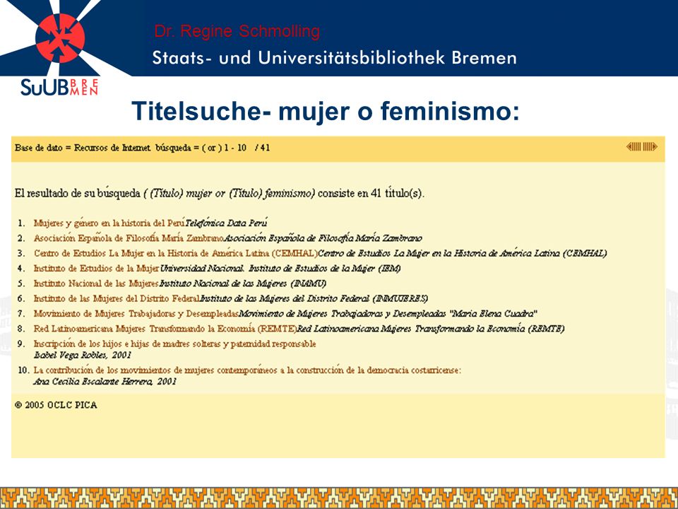Titelsuche- mujer o feminismo: Dr. Regine Schmolling