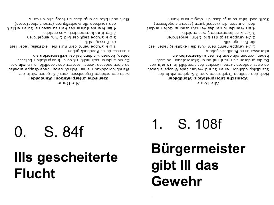 Alte Dame Szenische Interpretation: Standbilder Nach den schönen Ergebnissen vom 3.5.