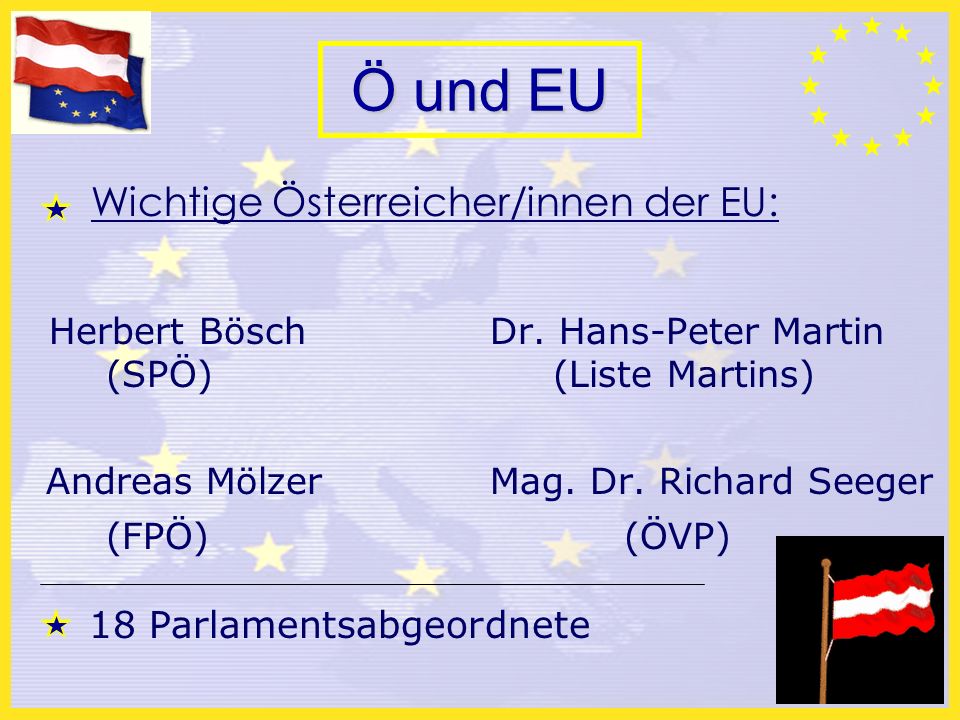 Ö und EU Wichtige Österreicher/innen der EU: Herbert Bösch Dr.