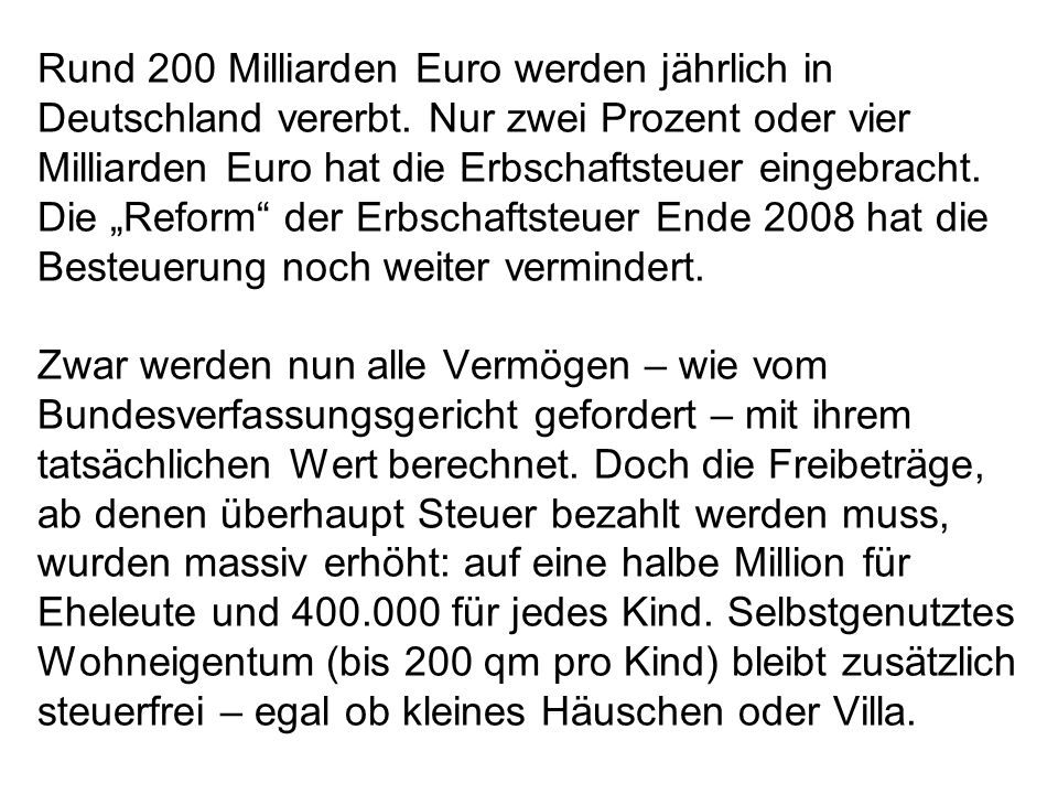 Rund 200 Milliarden Euro werden jährlich in Deutschland vererbt.