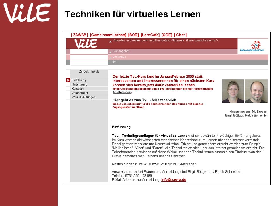 Techniken für virtuelles Lernen