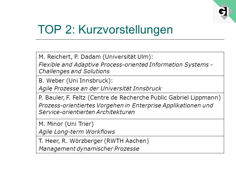 TOP 2: Kurzvorstellungen M. Reichert, P.