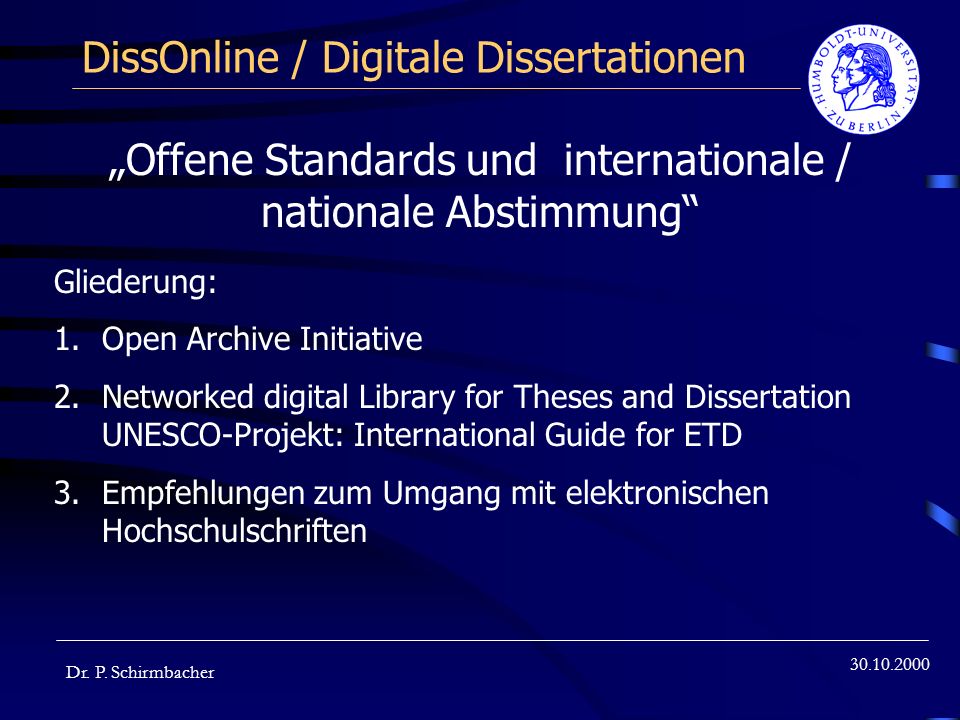 DissOnline / Digitale Dissertationen Dr.