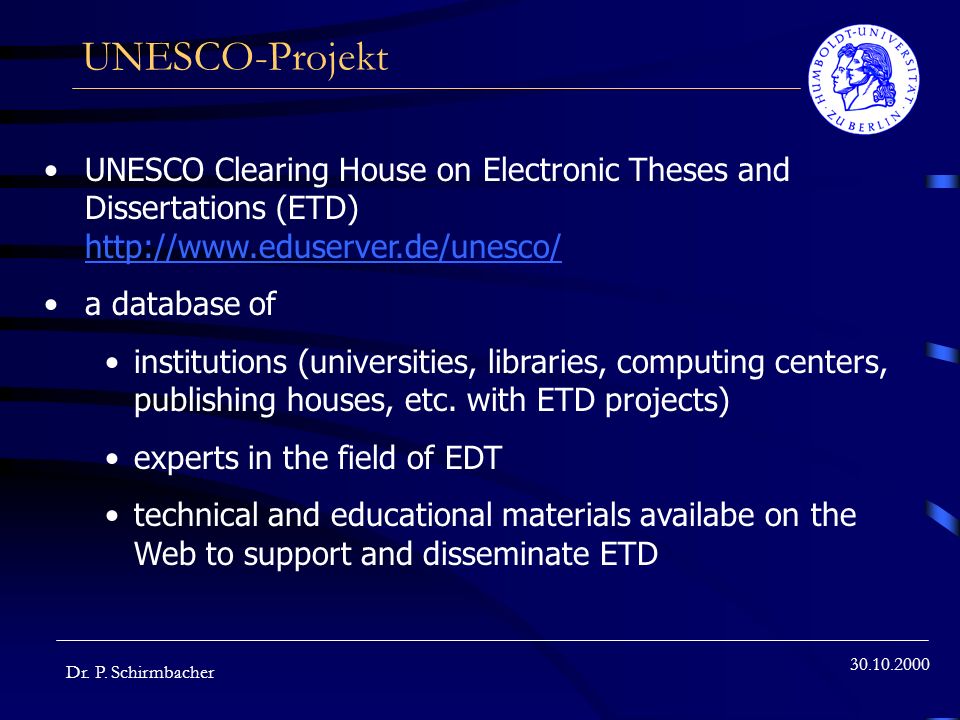 UNESCO-Projekt Dr. P.