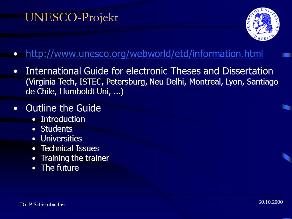 UNESCO-Projekt Dr. P.