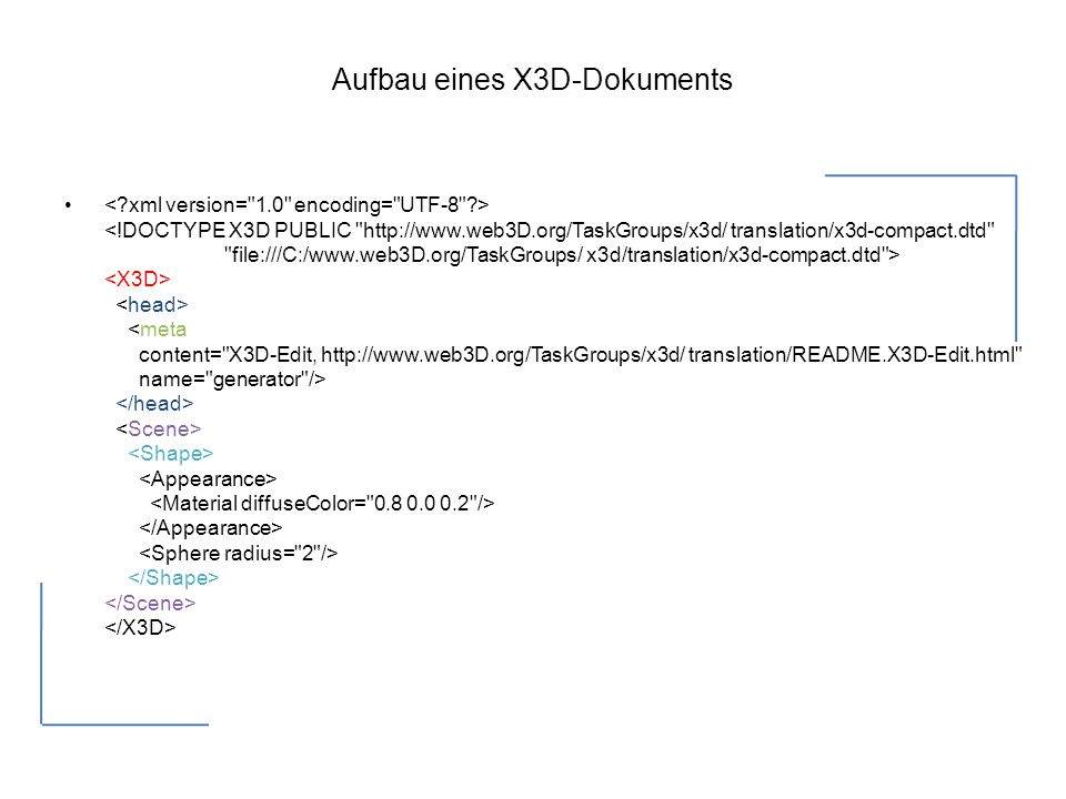 Aufbau eines X3D-Dokuments